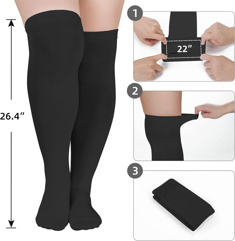 Zando Striped Plus Size Womens Thigh High Socks Thigh Highs Over The Knee Socks Thick Thighs Long Leg Warmer Halloween - Image 3